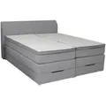 Carryhome Boxspringbett, Silber, Textil, H2 + H3, 7-Zonen, Höhe ca. 20 cm, 200x200 cm, Topper geteilt, Schlafzimmer, Betten, Doppelbetten