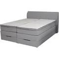 Boxspringbett - silber - H2/H3 - Staukasten - 200x200 cm