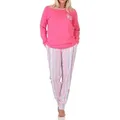 Normann Pyjama Normann Damen Schlafanzug lang in Streifenoptik – auch in Übergröße rosa 52-54