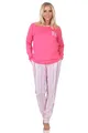 Normann Damen Schlafanzug lang Pyjama in edler Streifenoptik - auch in Übergrößen, Farbe:pink, Größe:52-54
