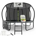 Juskys Trampolin Skybounce M Ø 305 Cm – Outdoor Gartentrampolin Mit Sicherheitsnetz Und Leiter, Powerspring Sprungfedern, Gepolsterte Randabdeckung, Bis 150 Kg