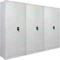 PROREGAL MegaDeal 3x Flügeltürenschrank ELEPHANT 2 Türen Abschließbar HxBxT 180x80x40cm 6 Fächern & Kleiderstange Stahl Pulverbeschichtet Lichtgrau