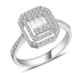 EinStein Diamant Diamantring 0,48 Carat Diamant Baguette Ring 585 er 14 Karat Weißgold, Rubin, Diamantring, Damenring, Unbehandelter Diamant, Brillant-Schliff