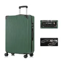 YONSLY Premium Reisekoffer TSA-Schloss,YKK-Reißverschluss Hartschalen-Koffer Trolley Rollkoffer Suitcase Handgepäck 4 Rollen (Dunkelgrün, XL)