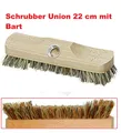 Schrubber Union 22 cm mit Bart Holz roh mit Gewinde + Stielloch