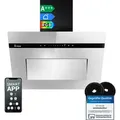KKT KOLBE Dunstabzugshaube 60 cm Umluft Abluft Kopffrei Wandhaube Schwarz Glas Spiegel | Smart WiFi App WLAN Touch | RGBW LED-Beleuchtung | PLOOM6005M - Schwarz