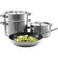 AEG A4SS Casserole Set bestehend aus Fettpfanne (28 cm), 4 l und 6 l Topf mit Deckeln und Pastaeinsatz