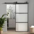 HOMCOM Schiebetür Komplettset mit Selbstschließer Zimmertür 91x203 cm Schwarz