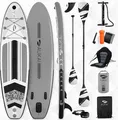 Stand Up Paddle Board 320cm 2in1 mit Kajak Sitz SUP Surfboard aufblasbar + Paddel und Doppelpaddel Surfbrett Paddling Paddelboard - grau