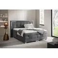 MEBLINI Boxspringbett Elektrisch Verstellbar mit LED - Gepolstert Doppelbett mit Matratzen und Toppers - Polsterbett - Bett mit Kopfteil - TARENTE ... - Grau