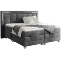 Meblini Boxspringbett, Dunkelgrau, Holzwerkstoff, H3, 200x200 cm, Schlafzimmer, Betten, Boxspringbetten