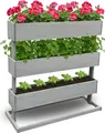 Coemo Mittleres Vertikalbeet Grau Hochbeet 3 Etagen inkl. Pflanzfolie 75x30x75