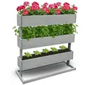 Coemo Hochbeet (1 St), Vertikalbeet aus Holz mit 3 Pflanzkästen Blumenkasten Frühbeet grau 75 cm x 75 cm x 30 cm