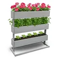 Coemo Vertikalbeet Hochbeet 3 Etagen Grau 75x30x75 cm aus Nadelholz – Platzsparendes Kräuterbeet & Blumenbeet für Balkon, Terrasse & Garten, rückenschonend, witterungsbeständig, Stufenbeet