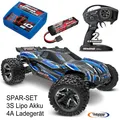 TRAXXAS Rustler 4x4 VXL Blau RTR + 1x 3S 5000 mAh Akku und ID Lader Traxxas