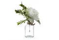 Kunstblumenstrauß Pfingstrose und Hortensie in Mini Glasvase Blumenvase Kunstblumen weiß, MARELIDA, Höhe 20 cm