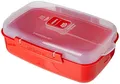Sistema Microwave rechteckige Mikrowellenschüssel | 1,25 l Mikrowellenbehälter mit Dampfventil | BPA-frei | Rot