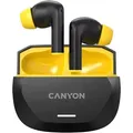 CANYON In-Ear Kopfhörer HEXAGON 7 TWS ANC+ENC, Black Yellow Bluetooth 5.4, Unterstützung für kabelloses Laden, Aktive Geräuschunterdrückung, 4 Mikrofo