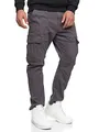 Indicode Herren Walsh Cargohose aus Baumwolle mit 6 Taschen | Freizeithose für Männer Dk Grey, S