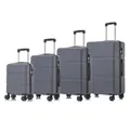 YONSLY Trolley Reisekoffer Suitcase Set, Rollkoffer Handgepäck, Kofferset, Gepäckset mit 4 Rollen 360°, Hartschalenreisekoffer, Zahlenschloss, Weicher Gummigriff (4er Set, S,M,L&XL, Grau)