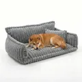 noviclass® Hundesofa Chaffar Hundebett | Orthopädische Matratze | Moderner Stil | Cord-Design Größen (Lichtgrau, XL (120cm))