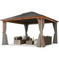 Gartenpavillon 4x4 M Holzoptik, Stahldach Hardtop 4 Seitenteile In Grau