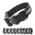 TSPRO Tactical Dog Collar Military Strong Metal Buckle Collar Adjustable Training Dog Collar with Flag Patch, Medium, schwarz