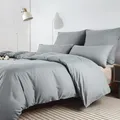 Graue Bettwäsche 200x200 - 2er Set aus Mikrofaser, bügelfrei & knitterfrei