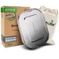Blockhütte Lunchbox Premium Edelstahl Brotdose 1400ml, Auslaufsicher, Auslaufsicher, Leicht, Gefrierschrank sicher, Ofenfest silberfarben 1400 ml