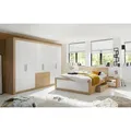 Mid.you Schlafzimmer, Weiß, Eiche, Holzwerkstoff, 4 Fächer, 180x200 cm, für Rollrost geeignet, Schlafzimmer, Schlafzimmer Komplett