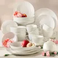 Konsimo® Kombiservice, Ecru, Keramik, Rund, 26x2.5x26 cm, Hergestellt in Europa, Essen & Trinken, Geschirr, Geschirr-Sets, Kombiservice