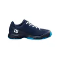 Wilson Rush Pro Junior L Tennisschuhe, Komfortables Spiel und Dynamische Dämpfung, Abriebfest, Navy Blazer/Weiß/Atomic Blue, Größe 4K