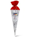 goldbuch 93 213 Geschwistertüte Für Dich, Schultüte mit Wildblumenmuster, Lackkarton, Geschenkverpackung, roter Filzverschluss (ohne Verschlussband), Zuckertüte rund, Länge 35 cm, Ø 11,5 cm, Weiß