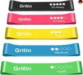 Gritin Fitnessbänder [5er Set] Widerstandsbänder mit 5 Stufen, 100% Latex F