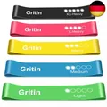 Gritin Fitnessbänder [5er Set] Widerstandsbänder mit 5 Stufen, 100% Latex F