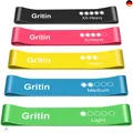 Gritin Fitnessbänder [5er Set] Widerstandsbänder mit 5 Stufen, 100% Latex F