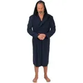 Wewo fashion Unisex-Bademantel 3901, ideal für Sauna & Spa, Hotelbademantel, Morgenmantel, Langform, Polycotton, Kapuze, Gürtel, leicht & saugfähig blau L