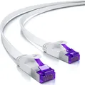 deleyCON 15m RJ45 Patchkabel Flachkabel mit CAT7 Rohkabel Netzwerkkabel Ethernetkabel Slim U/FTP Gigabit Ethernet Lan Kabel Kupfer - Weiß