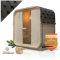 Artsauna Fasssauna Nolvik, BxTxH: 185 x 120 x 194 cm, 38 mm, Für 2 Personen, 3,6 kW Saunaofen, Fichtenholz, Zubehör-Set beige|schwarz 185 cm x 194 cm x 120 cm