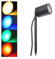 Lichtidee Led schmaler Alu Gartenstrahler Spot Erdspieß IP67 schwarz GU10 230Volt mit RGB+CCT+Timer (3000K/4000K/6000K) Led Pflanzen und Weg Beleuchtung Außen und Innen