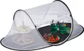 Relaxdays Fliegenhaube Lebensmittel, gegen Fruchtfliegen, groß, Obst & Kuchen, Insektenhaube, 40x107x58 cm, weiß-schwarz