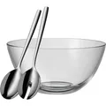 WMF Salatschüssel Set mit Salatbesteck 25cm Taverno Glas Edelstahl 18/10 poliert (23.50 cm, 2.51 l, 3x) (09.1762.2600)