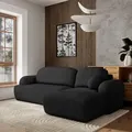 Masseno Ecksofa MODENZA N R-S mit Schlaffunktion L-Form, Sofa mit Bettkasten, Wohnzimmersofa, Couch, Soffa, Bettsofa, Couchgarnitur- Schwarz, NOW O... - Schwarz