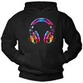 MAKAYA Kapuzenpullover mit Kopfhörer für Jungen Herren Männer Sweatshirt Musik Motiv (Schwarz, S, M, L, XL, XXL, 3XL, 4XL) Baumwolle schwarz 3XL
