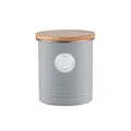 Typhoon Living Collection Kaffee, pastellgrau, 1 Liter Vorratsbehälter, Stahl, Holz, Silikon, grau