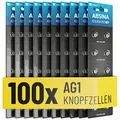 ABSINA AG1 LR621 Knopfzelle 100er Pack - 1,5V Alkaline Knopfzellen auslaufsicher & mit Langer Haltbarkeit - LR60 / SR60 / 1175S0 / 164/602 / 364 / V30 / SR621 - Knopfbatterien Batterien Batterie