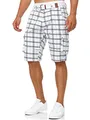Indicode Herren Monroe Cargo-Shorts mit Gürtel | Bermuda Sommerhose aus Baumwolle für Männer Optical Check, M