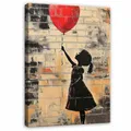 WallArena - Leinwand Bilder Banksy - 70x100 cm Leinwandbilder - Bild auf leinwand - Wandbild XXL groß Wandbilder für Wohnzimmer Schlafzimmer Wohnzimmerbilder Modern - Street Art Mädchen mit Ballon