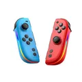 Wigento Joypads für Nintendo Switch, Hall Effekt Joysticks, RGB Beleuchtung, 6 Achsen Gyro, Turbo Funktion, kabelloser Gaming Controller (Blau/Rot)