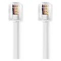 Nedis Telefonkabel | RJ11 Stecker | RJ11 Stecker | 2.00 m | Kabeldesign: Flach | Beschichtung: Vergo (TCGL90200WT20)